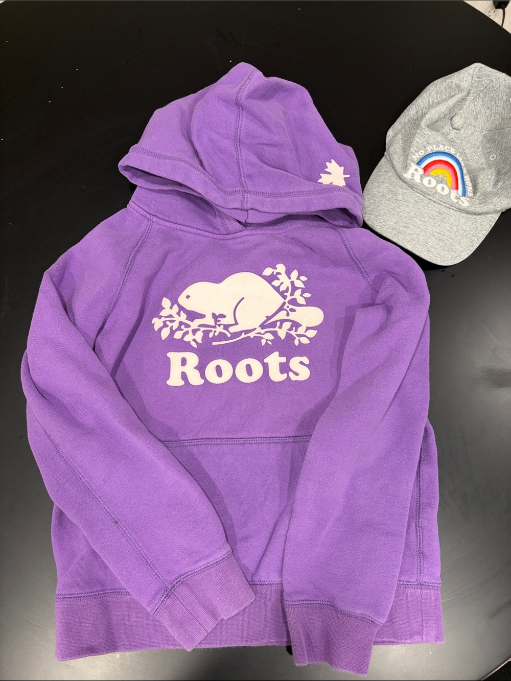 Roots Purple Kids' Logo Hoodie + hat